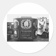 Zirkus-Lastwagen-Vintages Montana-Foto 1937 Runder Aufkleber