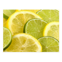 Zitrone und Limone Scheiben Postkarten