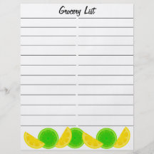 Zitronen-Limone Lebensmittelgeschäft-Einkaufsliste Flyer