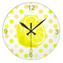 Zitronen-Limone Polka-Punkt-Küchen-Wand-Uhr wanduhren