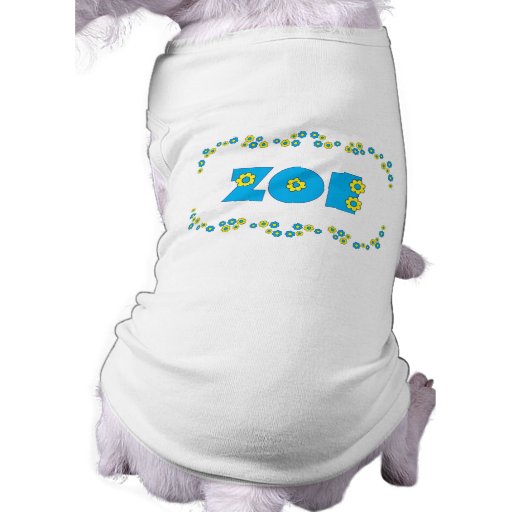 Zoe in Flores-Blau Hund Tshirt