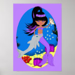Zola das lila Meerjungfrau-und Delphin-Plakat