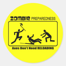 Zombie-Bereitschafts-Axt-Umladen-Entwurf Runder Aufkleber