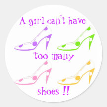 Zu viele beschuht Girly Fashionistaaufkleber
