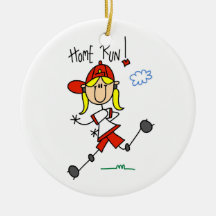 Zuhause-Laufmädchensoftball-T-Shirts und Geschenke Weihnachtsornament