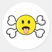 Zungesmiley Totenkopf mit gekreuzter Knochen Runde Aufkleber