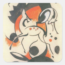 Zusammensetzung mit zwei Rotwild durch Franz Marc Quadrataufkleber