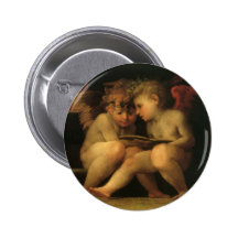 Zwei Engel, die durch Rosso Fiorentino lesen Anstecknadelbutton