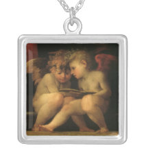 Zwei Engel, die durch Rosso Fiorentino lesen Personalisierte Halskette