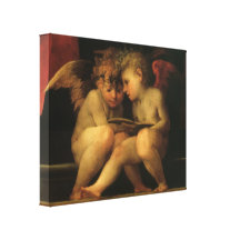 Zwei Engel, die durch Rosso Fiorentino lesen Galerie Falt Leinwand