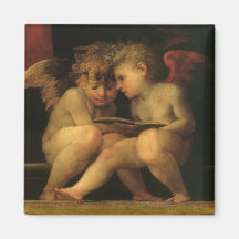 Zwei Engel, die durch Rosso Fiorentino lesen Magnete