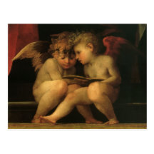 Zwei Engel, die durch Rosso Fiorentino lesen Postkarte