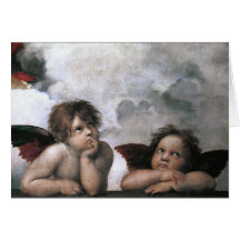 Zwei Engel, Vintage feine Kunst RAPHAEL Grußkarten