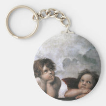 Zwei Engel, Vintage feine Kunst RAPHAEL Schlüsselanhänger