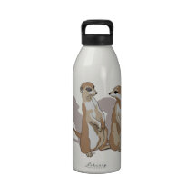 zwei Erdmännchen mit Schatten Trinkflasche