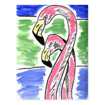 Zwei Flamingos Postkarten