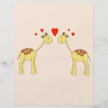 Zwei gegenüberstellende Giraffen mit Herzen. Karik Personalisierte Flyer