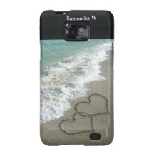 Zwei Sand-Herzen auf dem Strand, romantischer Ozea Galaxy SII Case