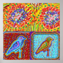 Zwei Vögel zwei Blumen durch Naveen Plakat