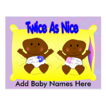 Zweimal so Nizza Zwillings-Babyparty-Postkarte