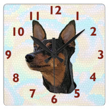 Zwergpinscher-Kunst-Wanduhr