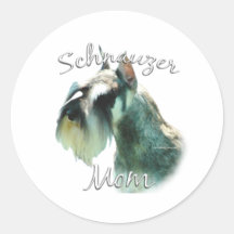 Zwergschnauzer-Mamma 2 Runde Sticker