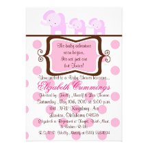 Zwillingsbabydusche laden Elefant niedlichen rosa  Personalisierte Ankündigungskarte