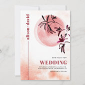 Βranch and moon Qr code Japandi Hochzeit Einladung (Vorderseite)