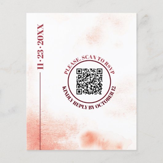 Βranch Qr code Japandi BUDGET Hochzeitseinladung (Rückseite)