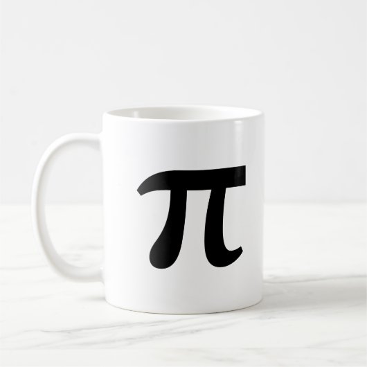 π Pi schwarze Schrift Kaffeetasse (Links)
