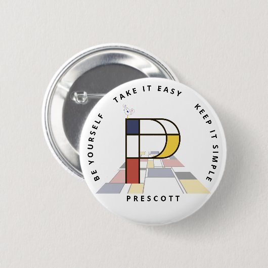 С aptivierende Neoplastik Art Monogram. Buchstabe  Button (Vorne & Hinten)