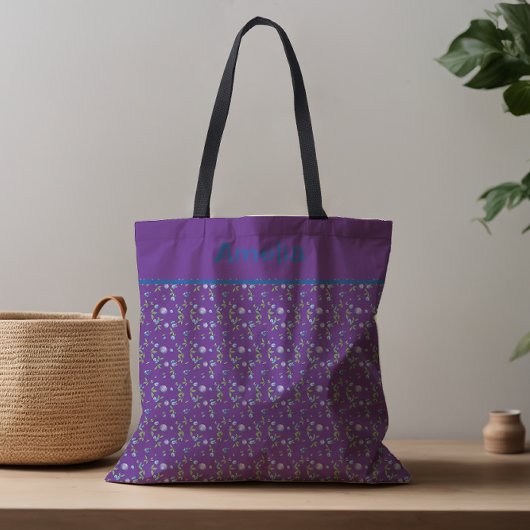 С Blueberry-Wasserfarbmuster-Name lila Tasche