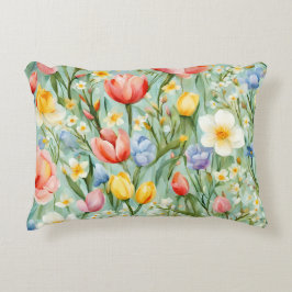 С eindrucksvolle Frühlingsblütenfeld. Malerei Dekokissen