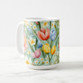 С eindrucksvolle Frühlingsblütenfeld. Malerei Kaffeetasse (Vorderseite Links)