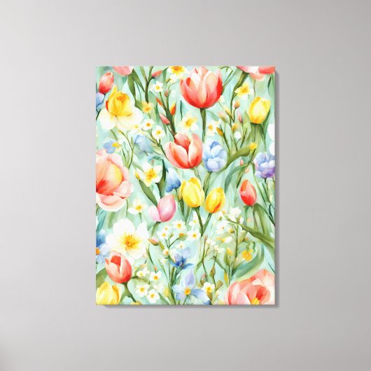 С eindrucksvolle Frühlingsblütenfeld. Malerei Leinwanddruck (Vorderseite)