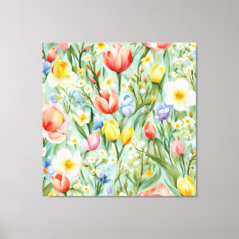 С eindrucksvolle Frühlingsblütenfeld. Malerei Leinwanddruck