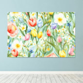 С eindrucksvolle Frühlingsblütenfeld. Malerei Leinwanddruck (Insitu (Holzboden))