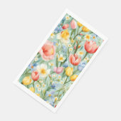 С eindrucksvolle Frühlingsblütenfeld. Malerei Serviette (Ecke)