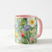 С eindrucksvolle Frühlingsblütenfeld. Malerei Tasse (VorderseiteRechts)