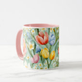 С eindrucksvolle Frühlingsblütenfeld. Malerei Tasse (Vorderseite Links)