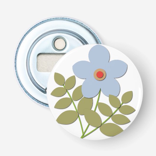 С einfache blaue Blume Flaschenöffner (Vorderseite)