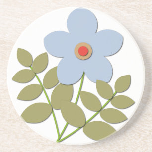 С einfache blaue Blume Getränkeuntersetzer