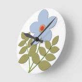 С einfache blaue Blume Runde Wanduhr (Winkel)
