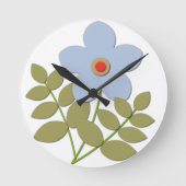 С einfache blaue Blume Runde Wanduhr (Vorderseite)