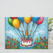 С Frühlingsballons Einladung (Stehend Vorderseite)