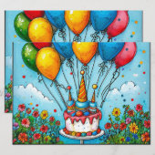 С Frühlingsballons Einladung (Vorne/Hinten)
