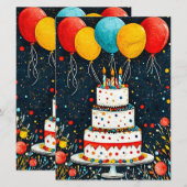 С Frühlingsballons Einladung (Vorne/Hinten)