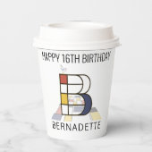 С Ool Neoplasticism Style Monogram. Buchstabe B Pappbecher (Rückseite)
