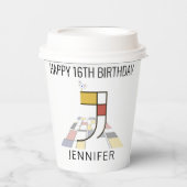 С Ool Neoplasticism Style Monogram. Buchstabe J Pappbecher (Vorderseite)