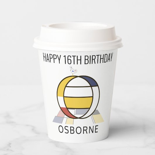 С Ool Neoplasticism Style Monogram. Buchstabe O Pappbecher (Rückseite)